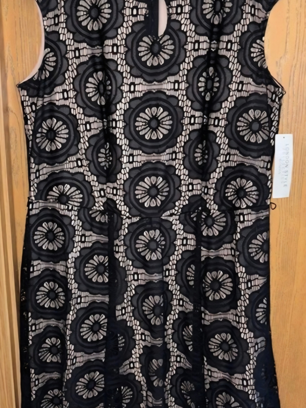 London Style Black Lace Overlay Tunic on Nude